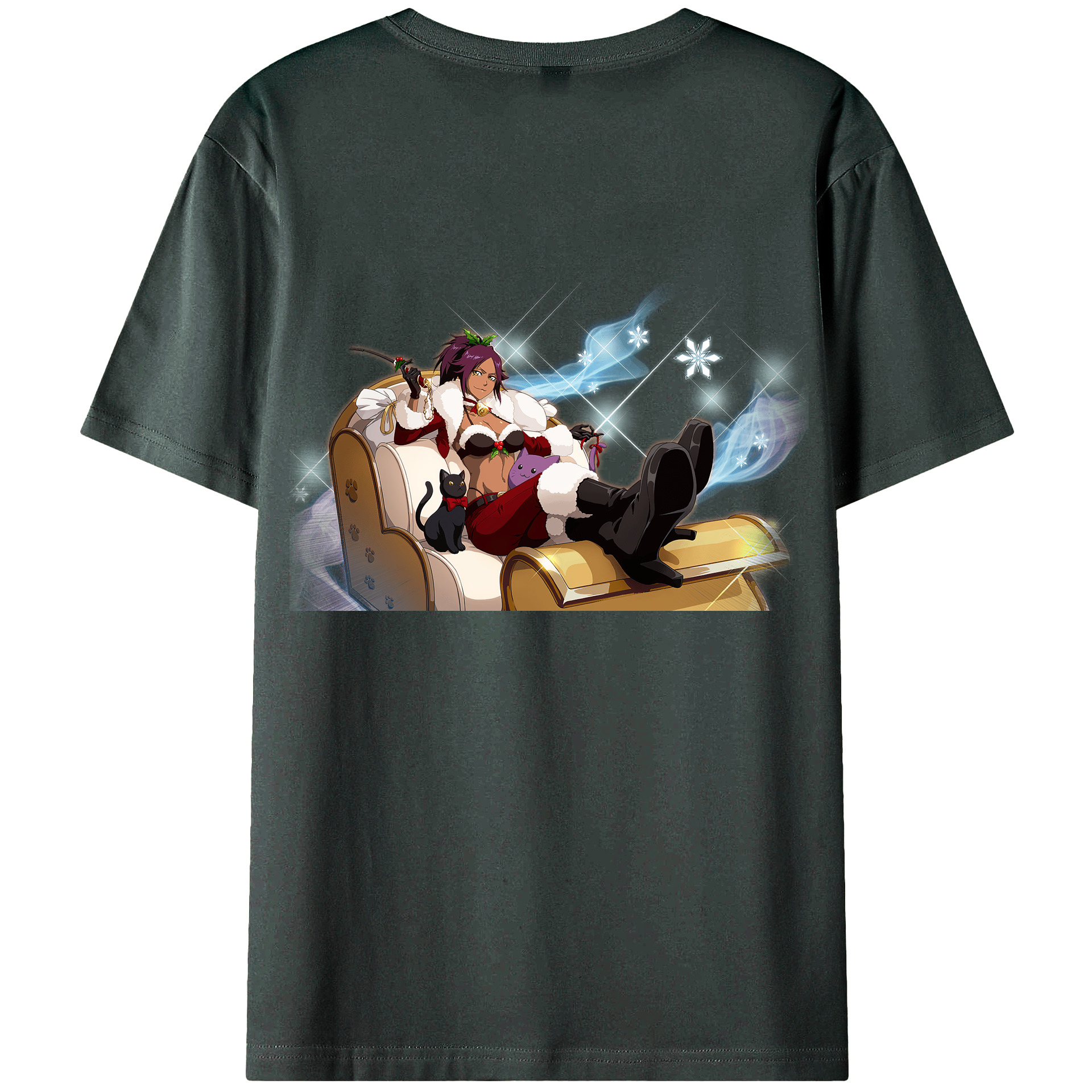（画像用） ブリーチ 四楓院 夜一（しほういん よるいち） BLEACH Shihouin Yoruichi 綿100％ メンズ半袖Tシャツ（バックプリント） 通気性